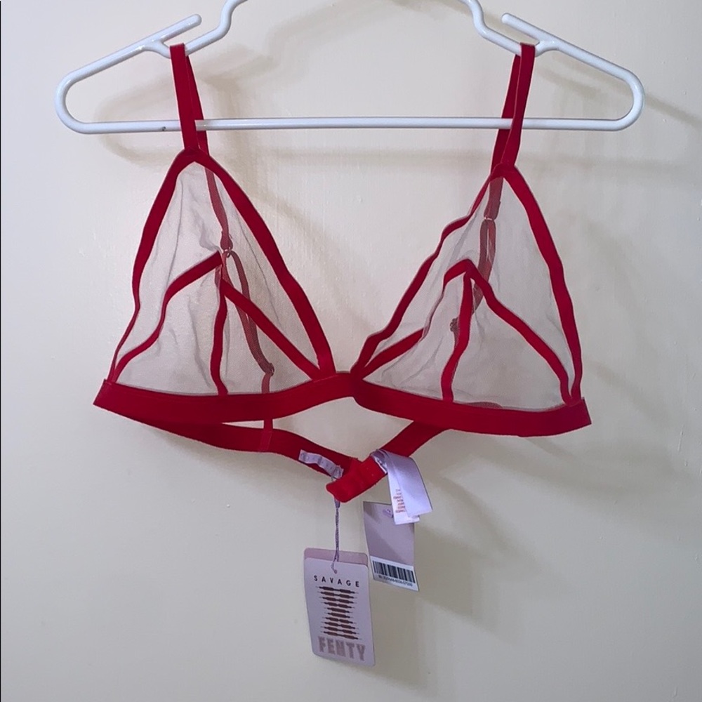 Red velvet mesh brallete
